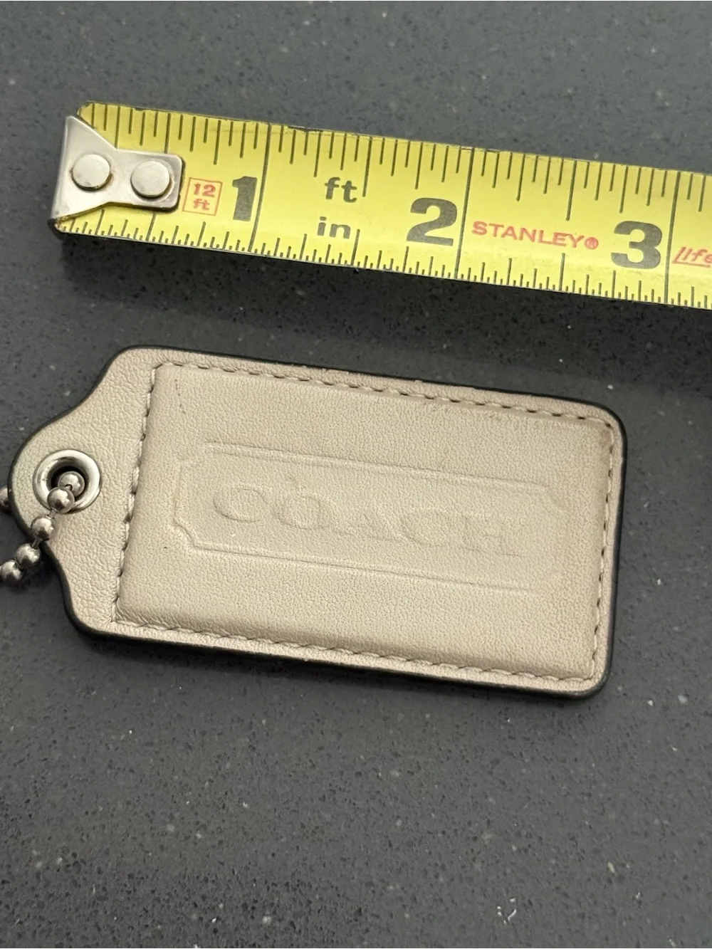 Coach Leather Hang Tag in Light Beige